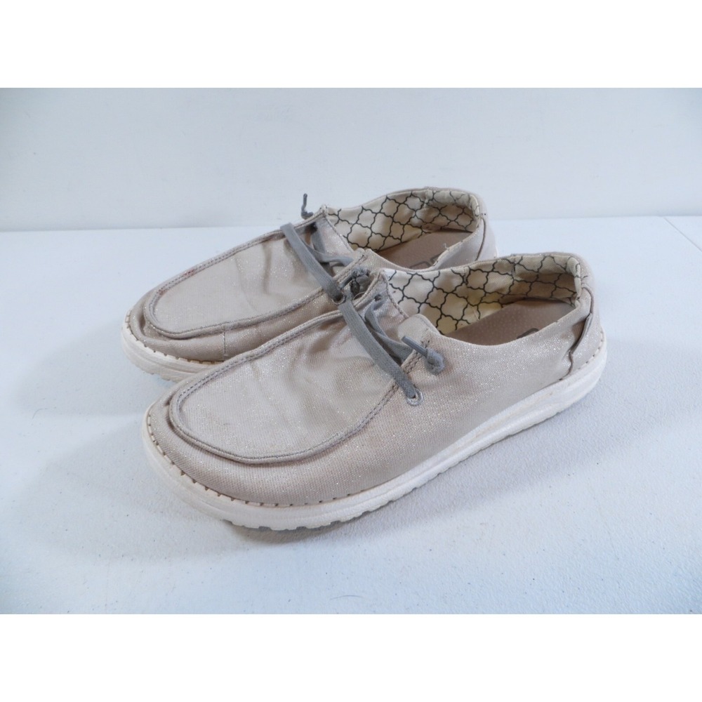 Hey Dude Wendy Sparkling Pearl Grey‎ Women's Slip On Loafer Shoes Size 8